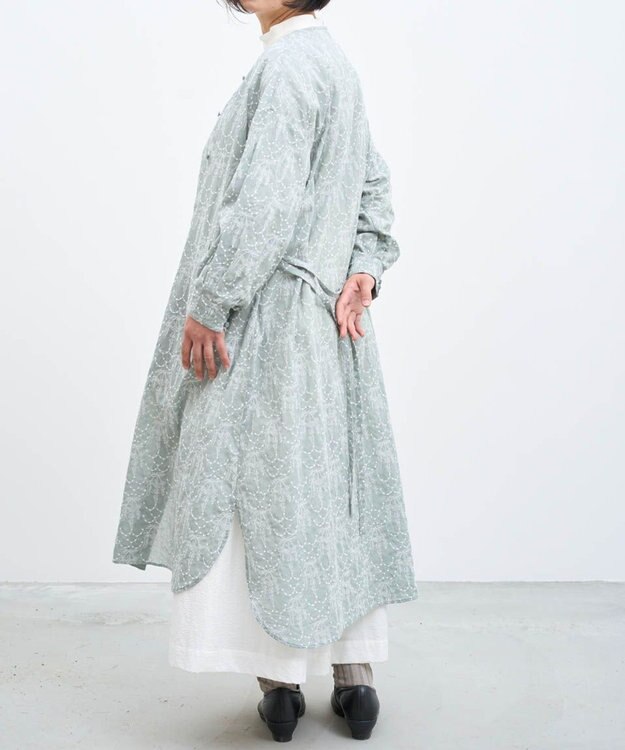 muuc 【2WAY】【上質なコットン100%生地】イラカ柄刺繍コットン 羽織り＆シャツワンピース ブルー