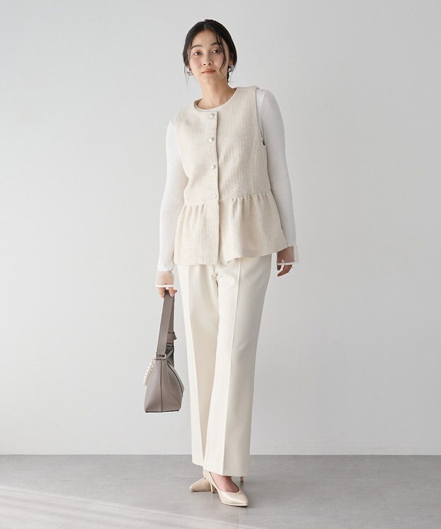 YECCA VECCA ツイードペプラムジレ Off White