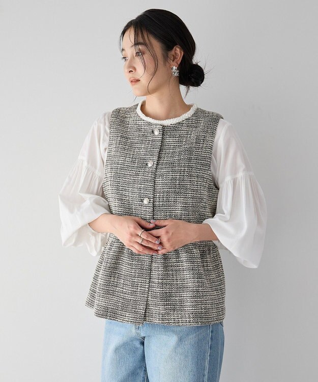 YECCA VECCA ツイードペプラムジレ Mix