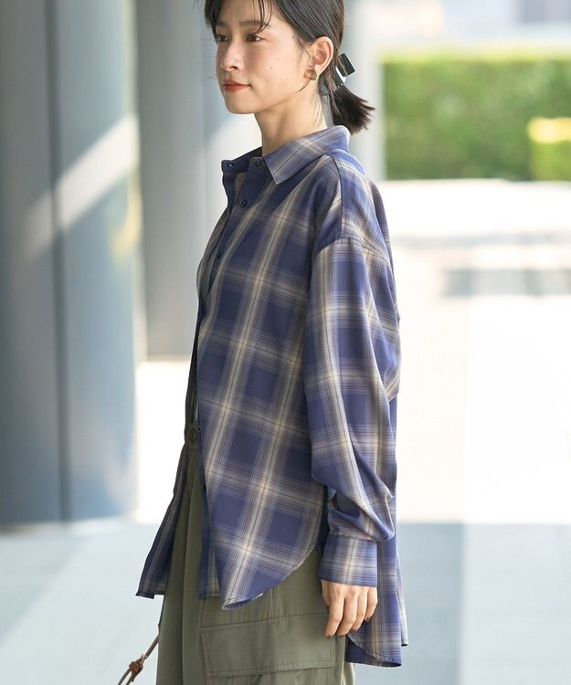 AMERICAN HOLIC イージーケアチェックシャツ【360°着こなしシャツ】 Blue