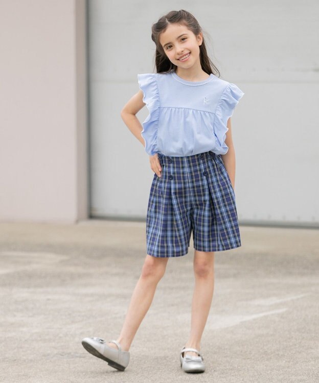 組曲 KIDS 【150-160㎝】フリフリフリル チュニック サックスブルー系