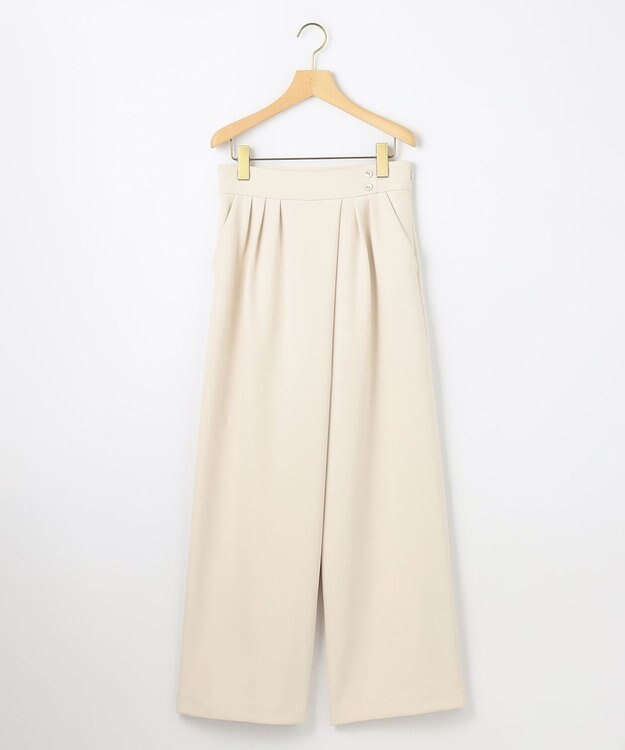 組曲 【暖かい・ストレッチ】バックウォームワイドタックパンツ アイボリー系