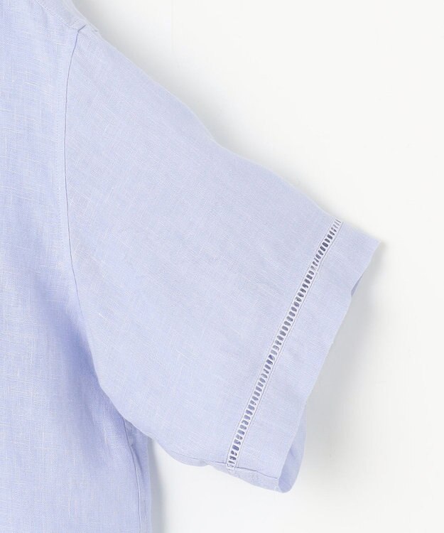 23区 【洗える】LIBECOリネン クロップド シャツ ライラック系