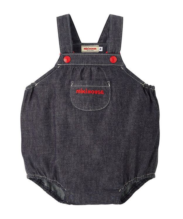 MIKI HOUSE HOT BISCUITS 【ミキハウス】【70-90cm】  ロンパース インディゴブルー