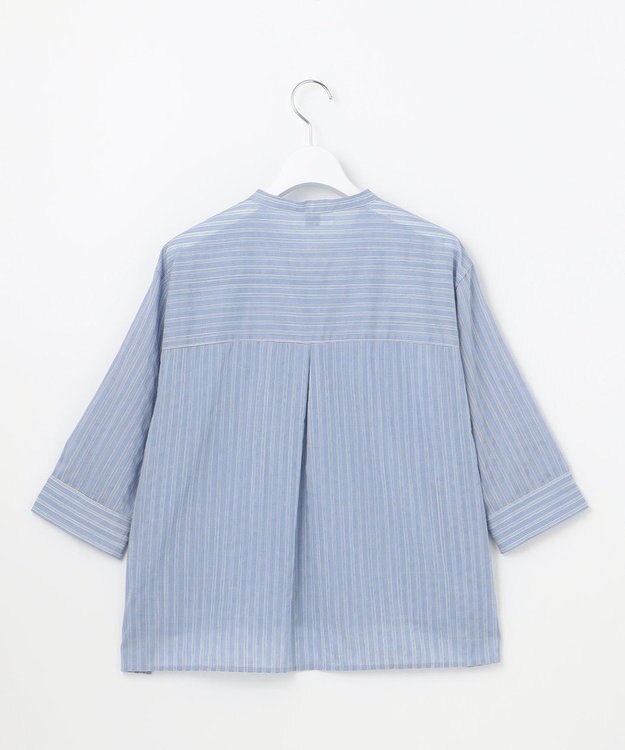 J.PRESS LADIES 【洗える】シアーピンストライプ ブラウスライク カットソー サックスベース系