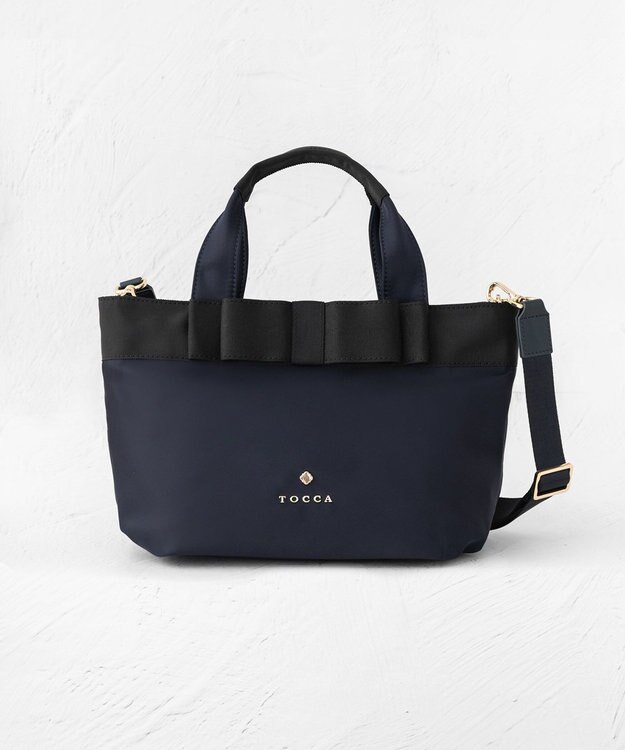TOCCA 【大人百花掲載】【撥水】RIBBON BRICK TOTE M トートバッグ M ネイビー系