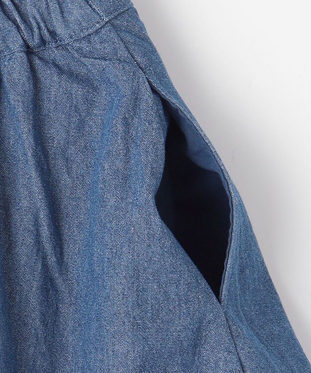 ANY KIDS 裾 ロゴ刺繍 スカパン デニムブルー