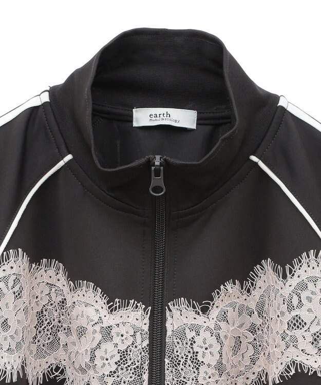 earth music&ecology フロントレーストラックジャケット Charcoal Gray