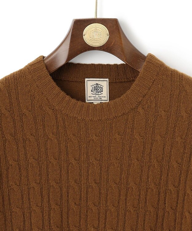 J.PRESS MEN 【WEB限定】ケーブルクルーネックニット ベージュ系