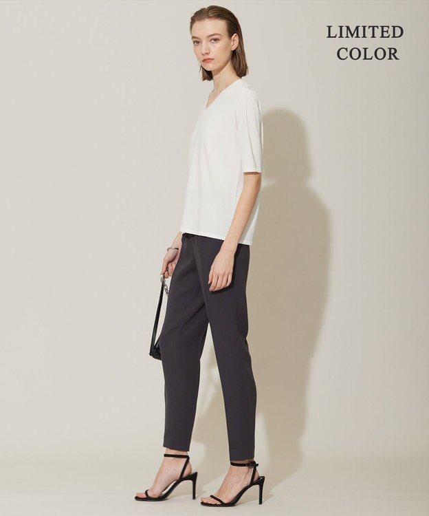 ICB 【新色追加・接触冷感・UVケア・速乾・洗える】FluidBackSatin ドロストパンツ チャコール系［WEB限定］