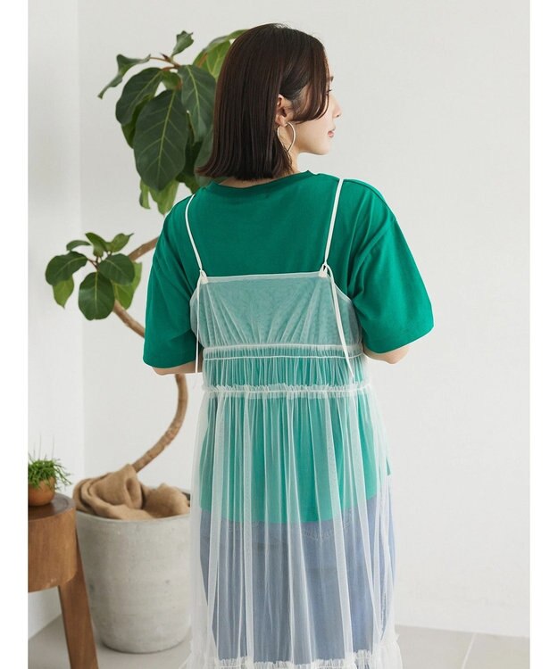 Green Parks ・ＥＬＥＮＣＡＲＥ　ＤＵＥ　２ｗａｙチュールキャミワンピ Off White