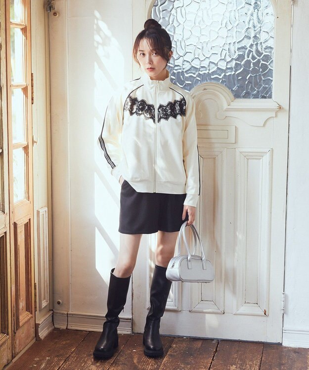 earth music&ecology フロントレーストラックジャケット Ivory