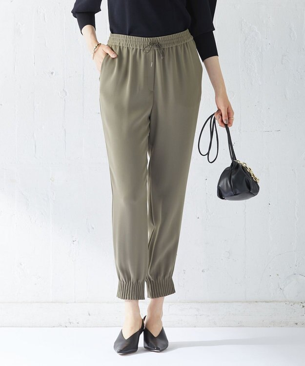 ICB 【WEB限定カラーあり・洗える】ライトダブルクロス ジョガーパンツ アッシュカーキ系