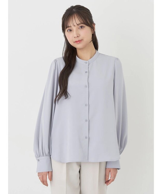 earth music&ecology ２ｗａｙレース衿ブラウス Grayish Blue