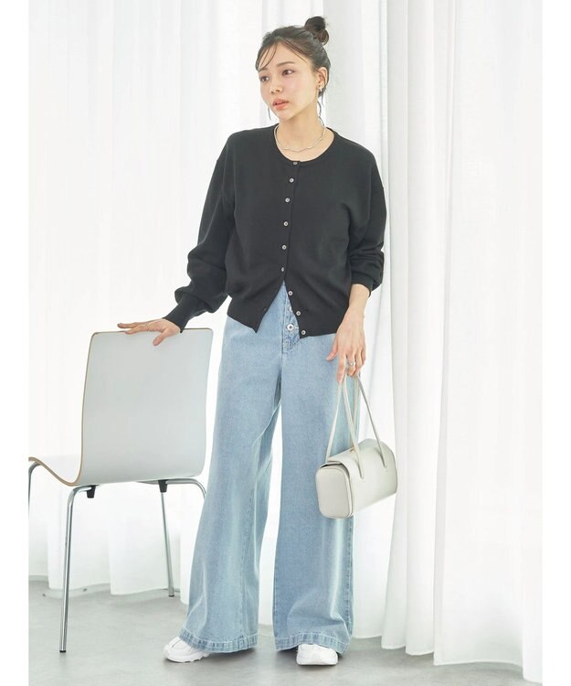 earth music&ecology ＵＶカット加工　ベーシックカーディガン Black