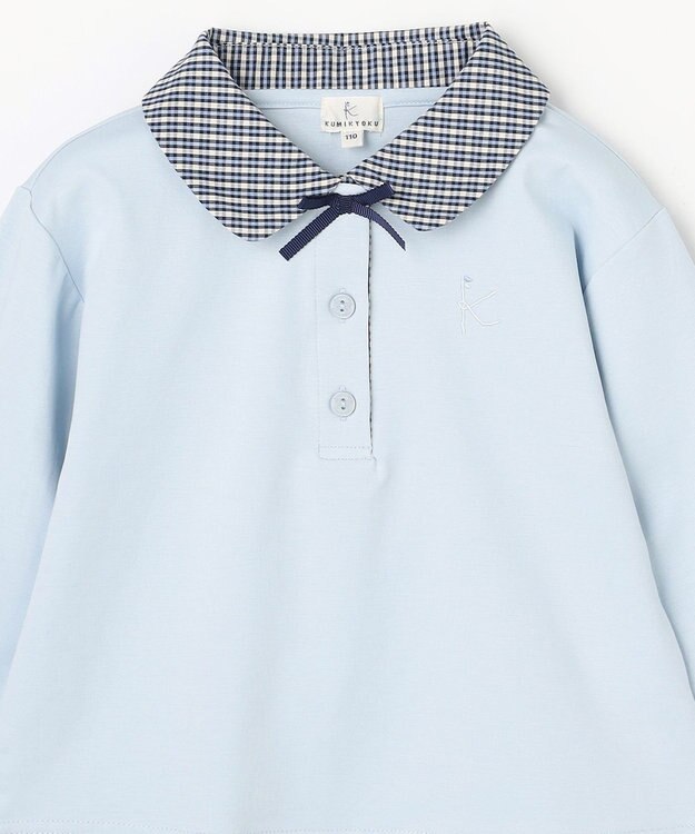 組曲 KIDS 【110-140㎝】 ミニチェック レイヤードトップス サックスブルー