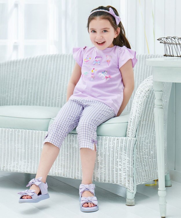 ANY KIDS 接触冷感 しろくま パンツ サックスブルー×ギンガム