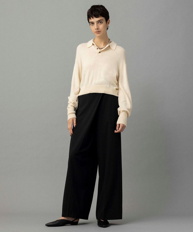 NAVE 【Nave・洗える】スパントロ ワイドラップパンツ ブラック系