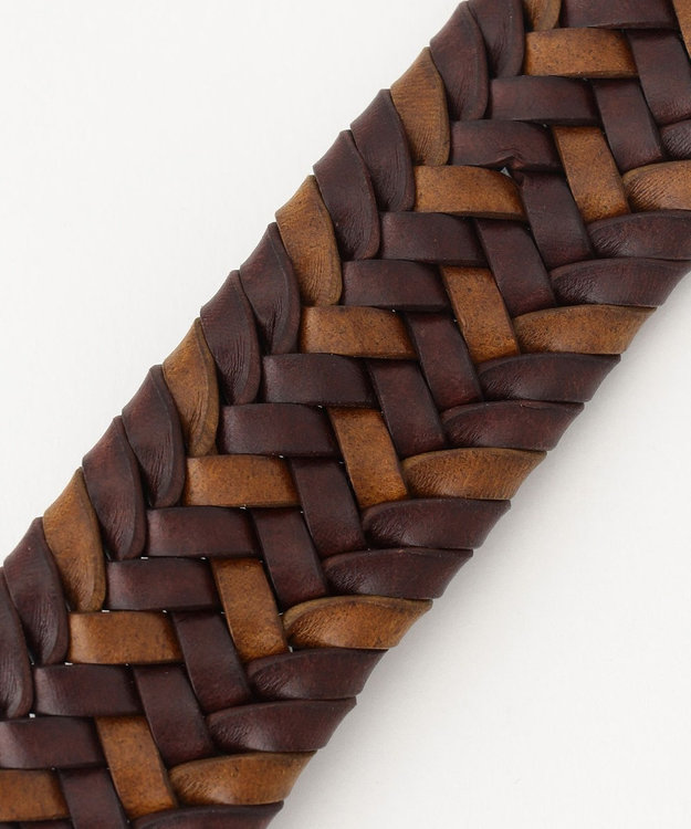 JOSEPH ABBOUD 【伸びる/日本製】レザーメッシュ ベルト ダークブラウン系