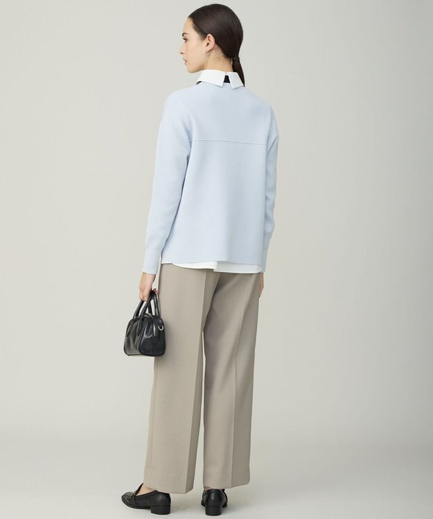 ICB コットンポリエステルスムース  プルオーバー ニット クラウドサックス