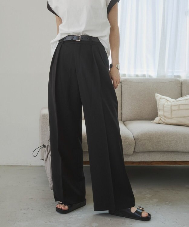WEGO 【ANGIE VINTAGE/SMLサイズ展開】２タックワイドスラックス ブラック