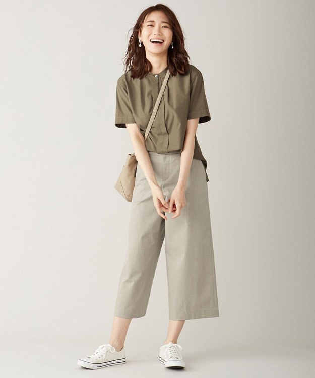 J.PRESS LADIES 【シワになりにくい】コットンフィッティーシャーク ワイドパンツ ベージュ系