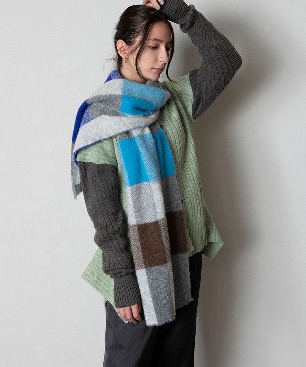 CHECK SHAGGY SCARF / チェックシャギーマフラー / TRICOTE