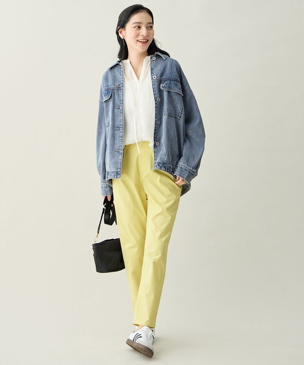 ANY L ミディデニムジャケット ブリーチ