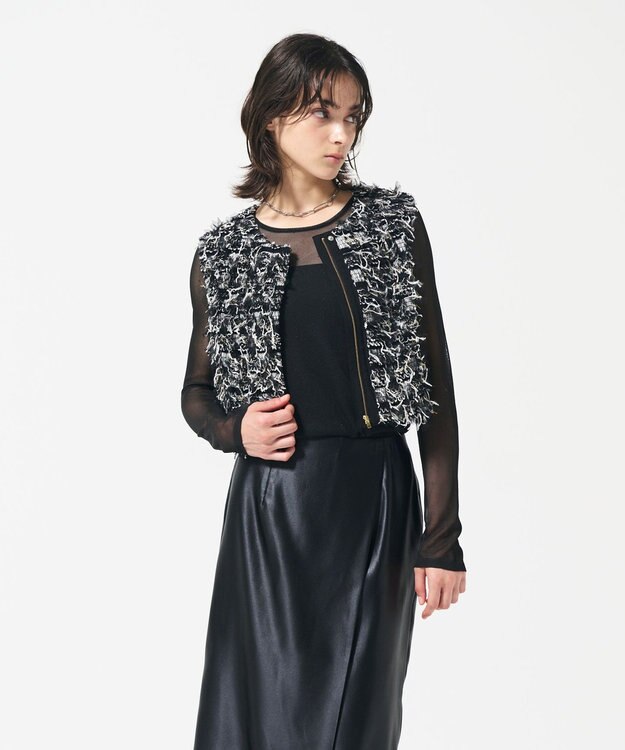 GRACE CONTINENTAL コンパクトフリンジベスト マルチ