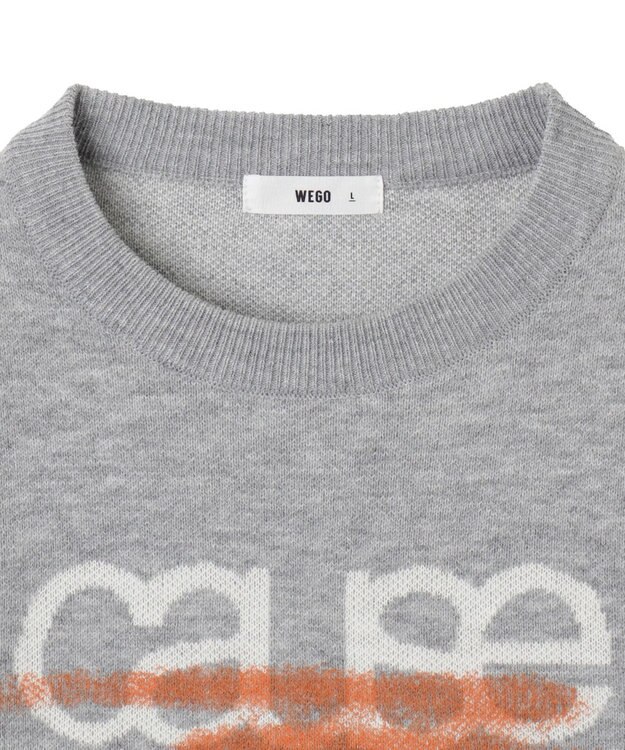 WEGO スプレーグラフィックニットプルオーバー グレー