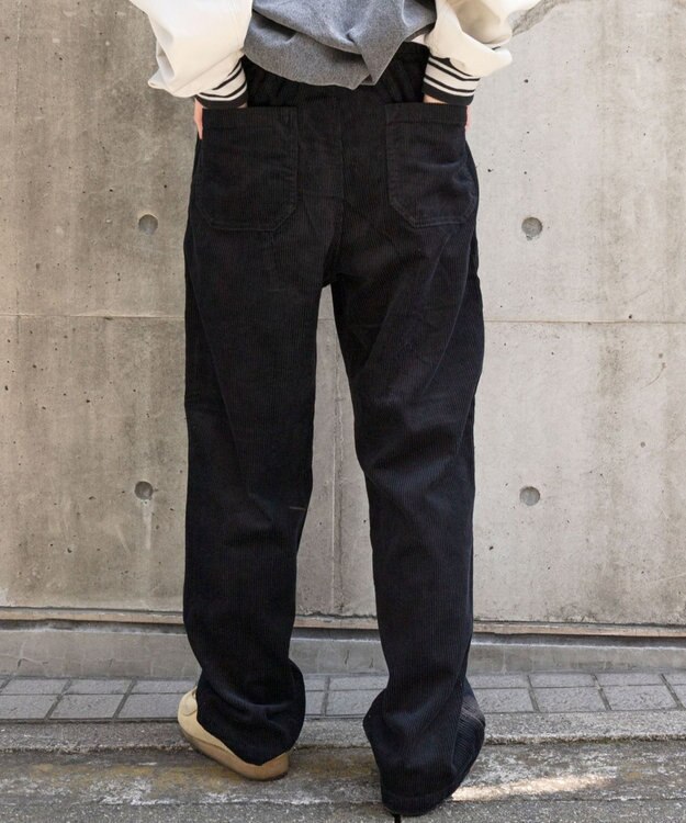 WEGO 【ユニセックス着用ITEM/ウエストゴム/SMLサイズ展開】コーデュロイイージーストレートパンツ ブラック