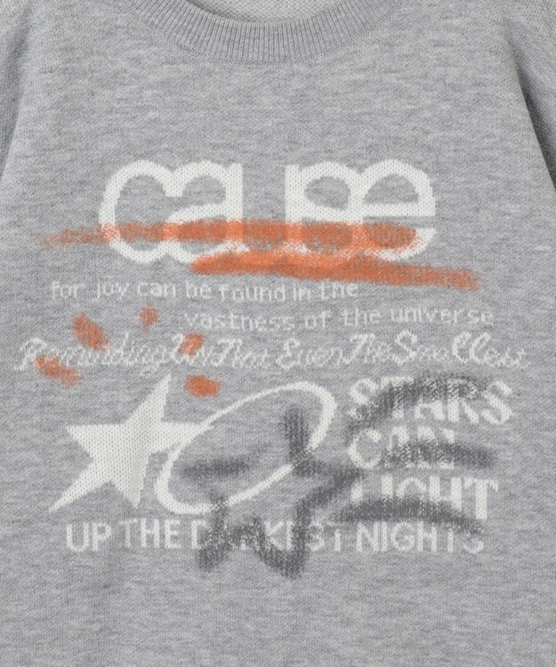 WEGO スプレーグラフィックニットプルオーバー グレー