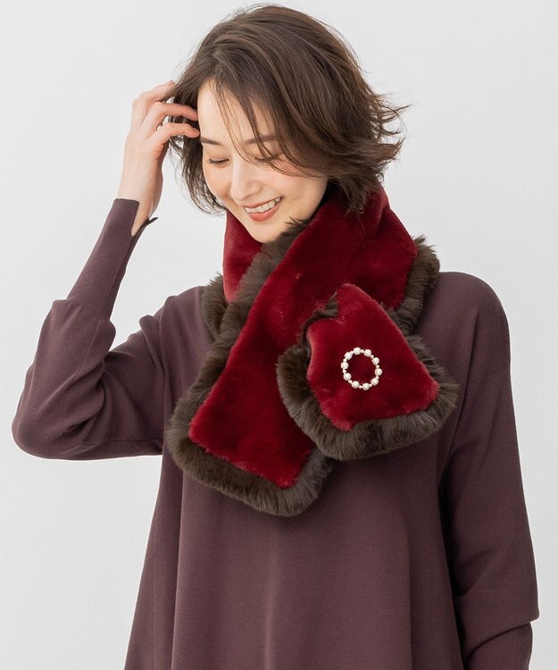 自由区 リバーシブルフェイクファーティペット ダークブラウン系