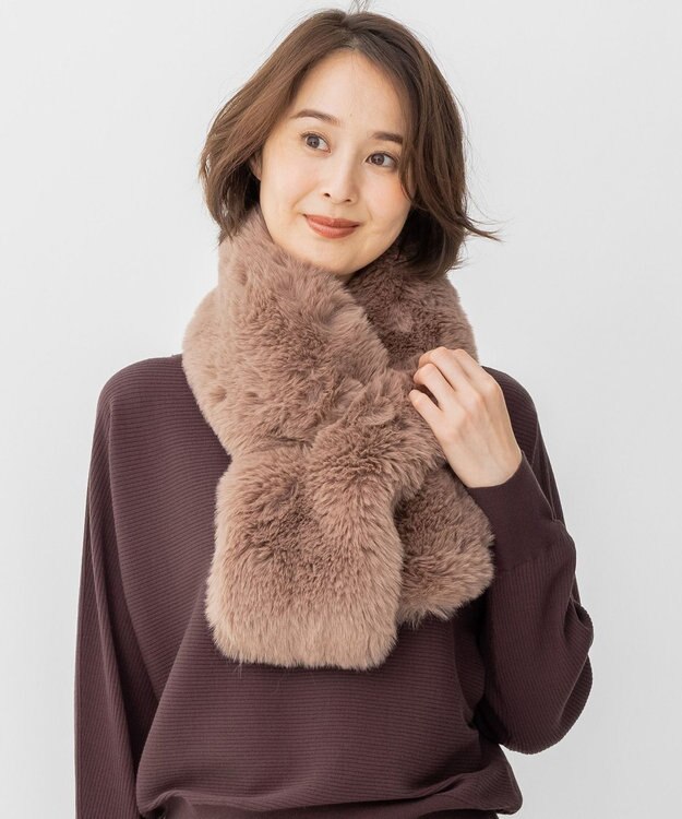 自由区 リバーシブルフェイクファーティペット ベージュ系