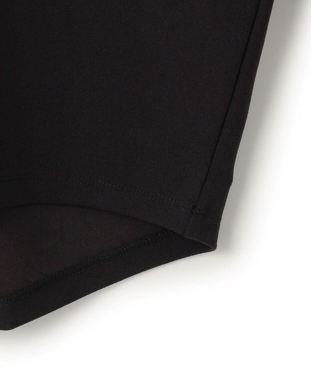 ICB L 【洗える】ジョーゼットジャージー 異素材コンビプルオーバー ブラック系