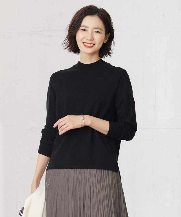J.PRESS LADIES 【洗える】PRINCE ハイネック ニット ブラック系