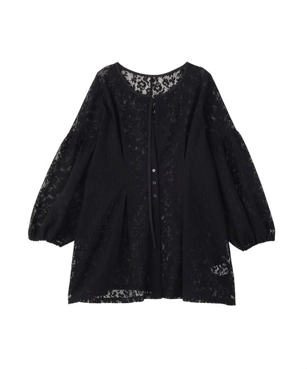 Green Parks メッシュレースタック入りプルオーバー Black