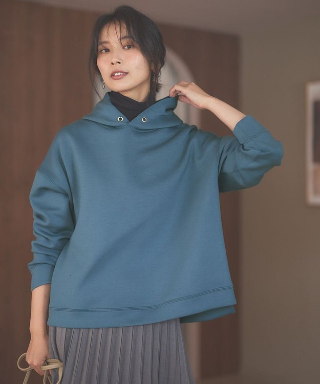 ANY L 【洗濯機可】クロップド丈ダンボールパーカー ブルー