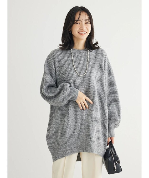 Green Parks ＭＩＸ畦ニットチュニック Gray