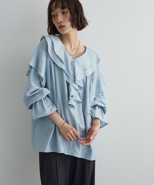 ワンダフルワールド　生成りカラーフリルブラウス フリルカラーブラウス・生成り | heavenly garden