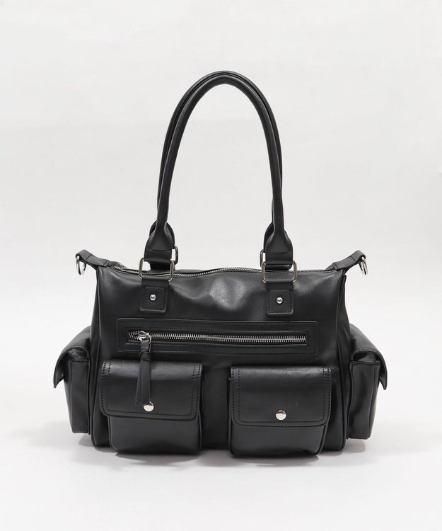 WEGO ポケットデザインボストンショルダー ブラック