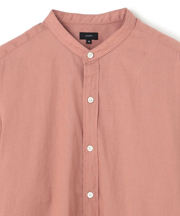 JOSEPH HOMME 【LEON 掲載】リネンストレッチブロード　バンドカラーシャツ ライトオレンジ系