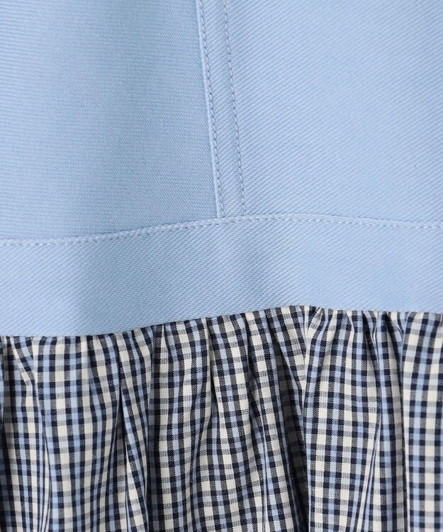 組曲 KIDS 【150-170㎝】チェックドッキング ワンピース サックスブルー