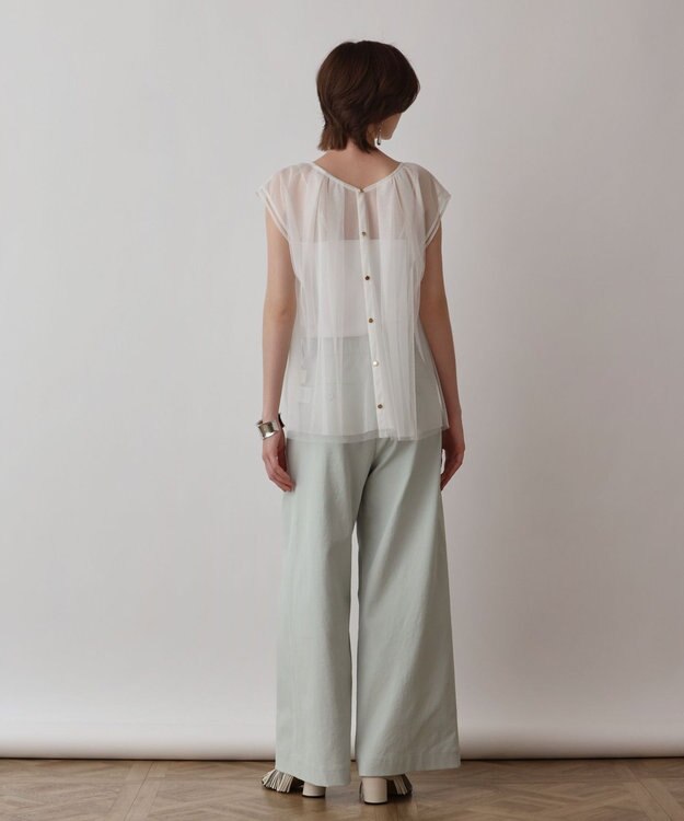 GRACE CONTINENTAL チュールタックノースリーブ ホワイト