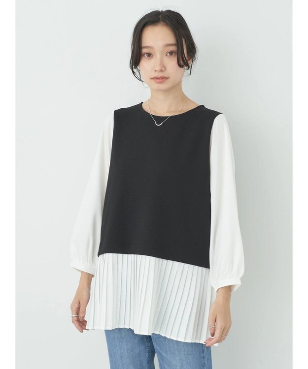 earth music&ecology プリーツドッキングプルオーバー Black