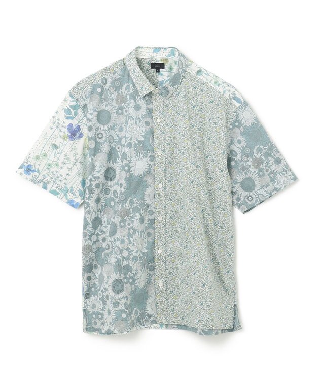 JOSEPH HOMME 【LIBERTY】クレイジーリバティ　半袖レギュラーシャツ ピーコックグリーン系