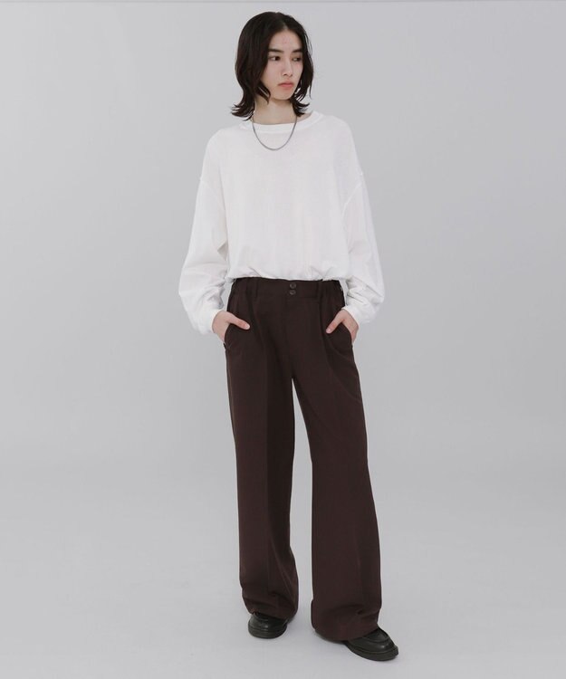 WEGO ローライズバギーフレアスラックス ブラウン