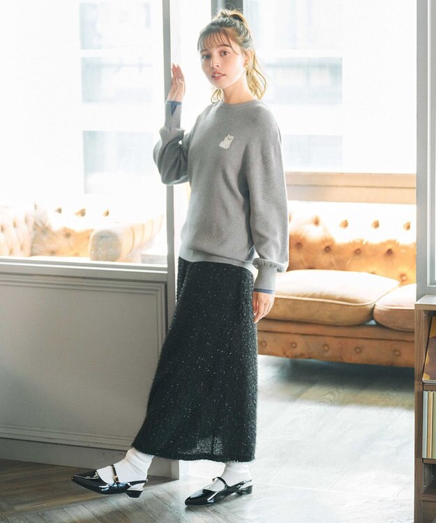 Feroux シャギーナロー スカート ブラック系