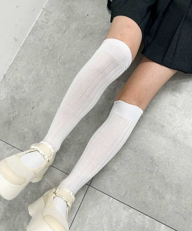 WEGO ゆるリブハイソックス ホワイト
