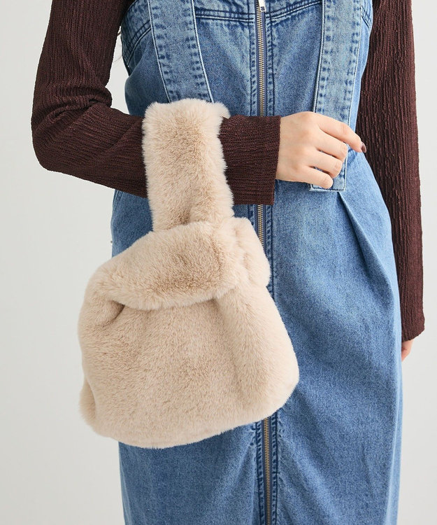 Green Parks ＥＴＳ．ミンク風ファーミニトートバック Ivory